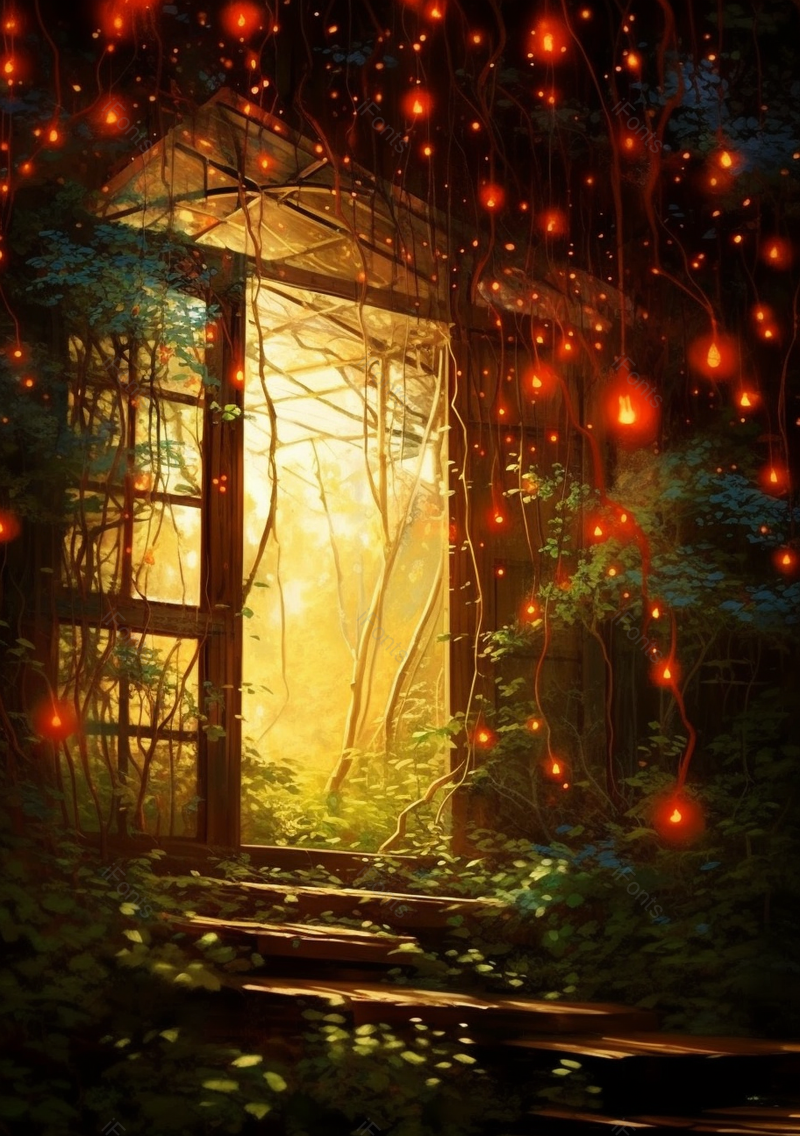 中国风废弃房屋古建筑前的树叶,插画/手绘图,插画/手绘图库,插画/手绘图下载,插画/手绘